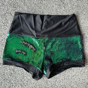 DerbyKiss holographic sequin skate shorts